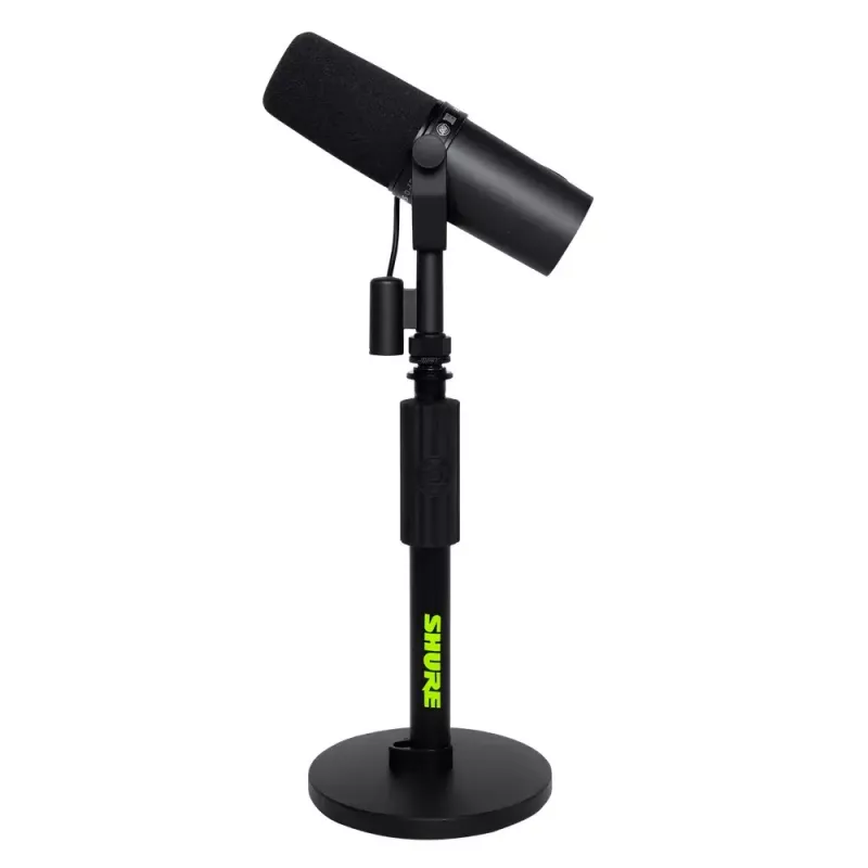 Suporte de secretária para microfone Shure SH-DESKTOP1, base redonda em metal, rosca de 3/8 polegadas, altura 26,7–40,6 cm, preto