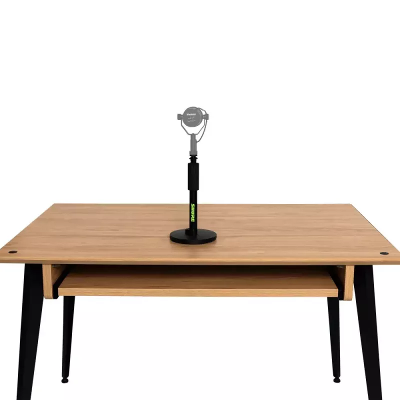 Suporte de secretária para microfone Shure SH-DESKTOP1, base redonda em metal, rosca de 3/8 polegadas, altura 26,7–40,6 cm, preto