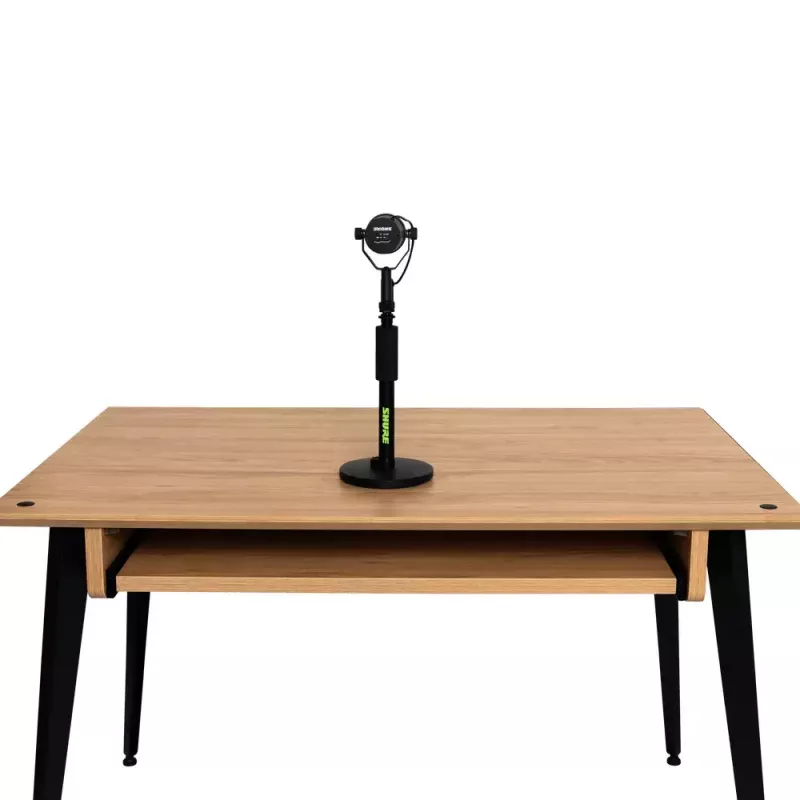 Suporte de secretária para microfone Shure SH-DESKTOP1, base redonda em metal, rosca de 3/8 polegadas, altura 26,7–40,6 cm, preto