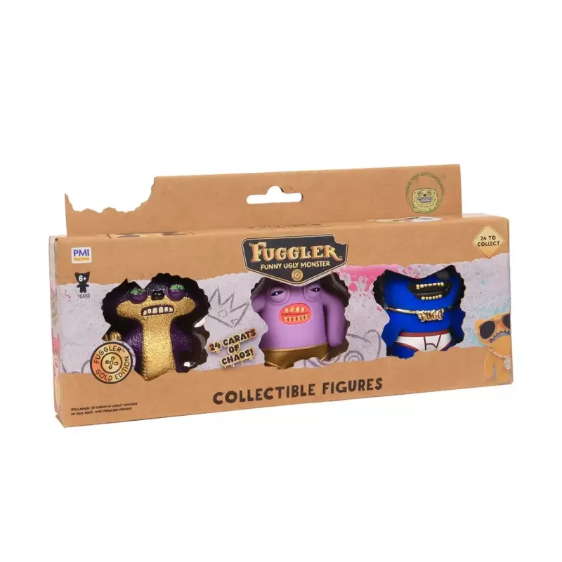 Conjunto de figuras de ação p.m.i kids world FUGGLER S3 Gold Edition – pack de 3 figuras sortidas