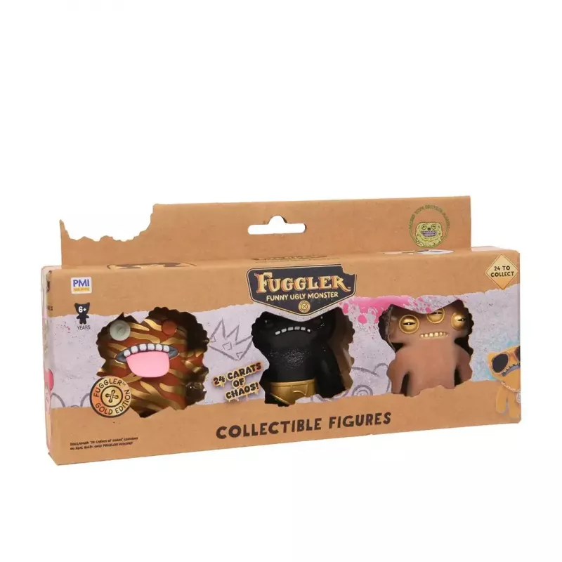 Conjunto de figuras de ação p.m.i kids world FUGGLER S3 Gold Edition – pack de 3 figuras sortidas