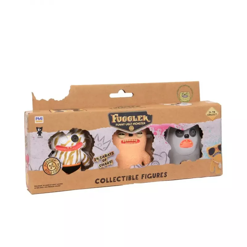 Conjunto de figuras de ação p.m.i kids world FUGGLER S3 Gold Edition – pack de 3 figuras sortidas