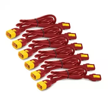 Conjunto de cabos de alimentação APC (6 unid.), com bloqueio, C13 para C14, 1,2 m, vermelho, 1,22 m, conector fêmea C13, conector fêmea C14