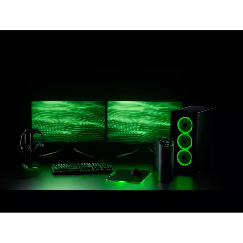 APC Back-UPS Pro for Gaming, 2200VA/1320W, torre, 230V, 2x UK e 2x IEC C13 saídas, luzes RGB, onda sinusoidal pura, Midnight (preto)