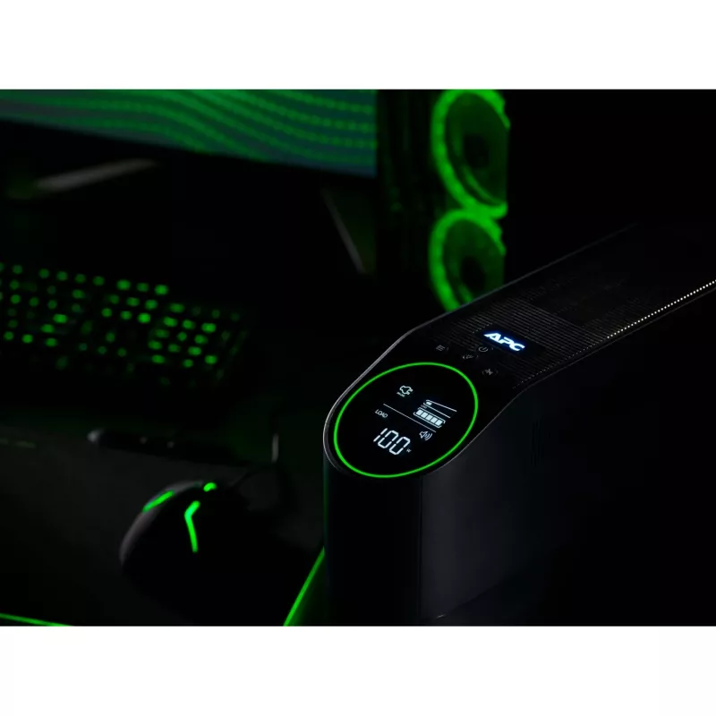 APC Back-UPS Pro for Gaming, 2200VA/1320W, torre, 230V, 2x UK e 2x IEC C13 saídas, luzes RGB, onda sinusoidal pura, Midnight (preto)