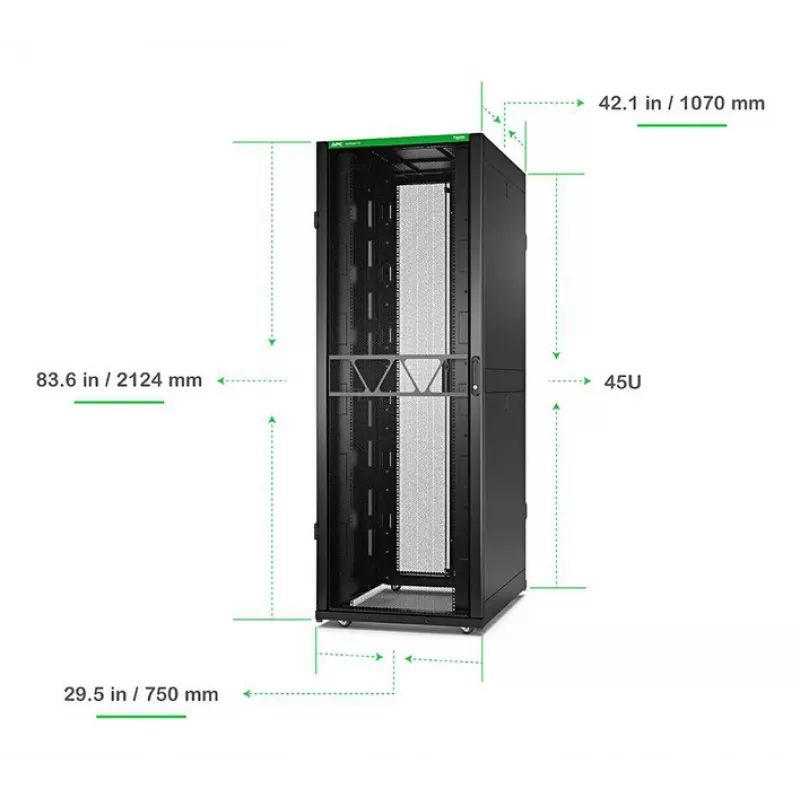APC NetShelter SX Server Rack Gen 2, 45U, 2124H x 750W x 1070D mm, com painéis laterais, preto