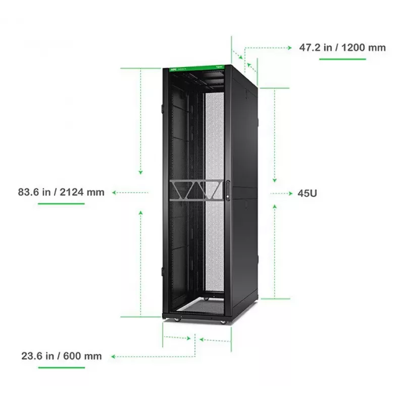 APC NetShelter SX Server Rack Gen 2, 45U, 2124H x 600W x 1200D mm, com painéis laterais, preto