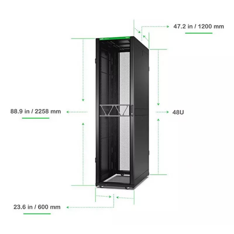APC NetShelter SX Server Rack Gen 2, 48HE, 2258H x 600B x 1200T mm, com painéis laterais, preto