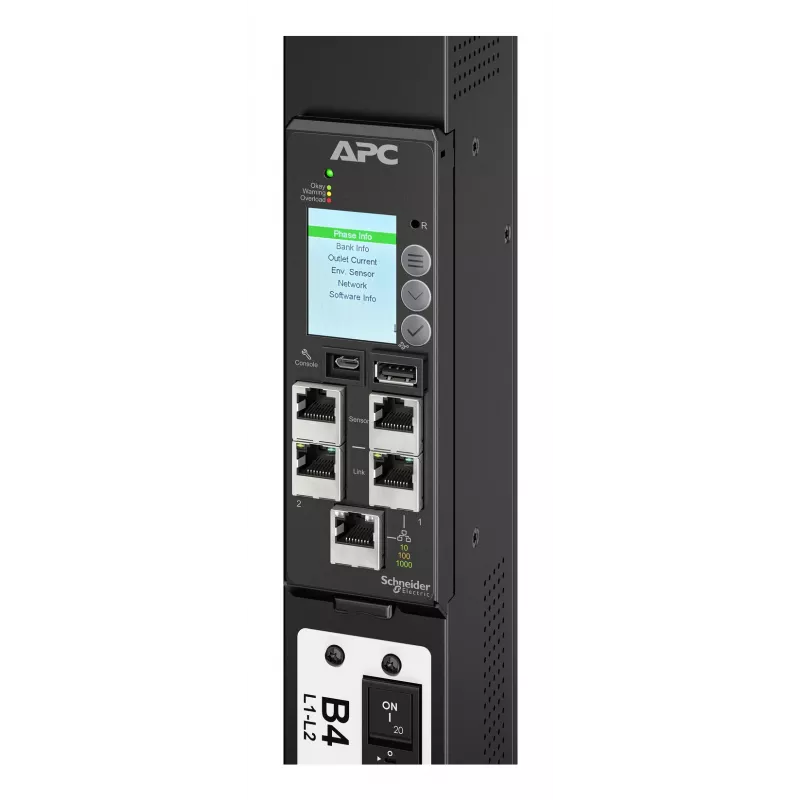 APC NetShelter Rack PDU Advanced Gen 2, Metered, trifásico, 22,1 kW 400 V 32 A ou 17,3 kW 415 V 30 A, 530P6, 48 saídas