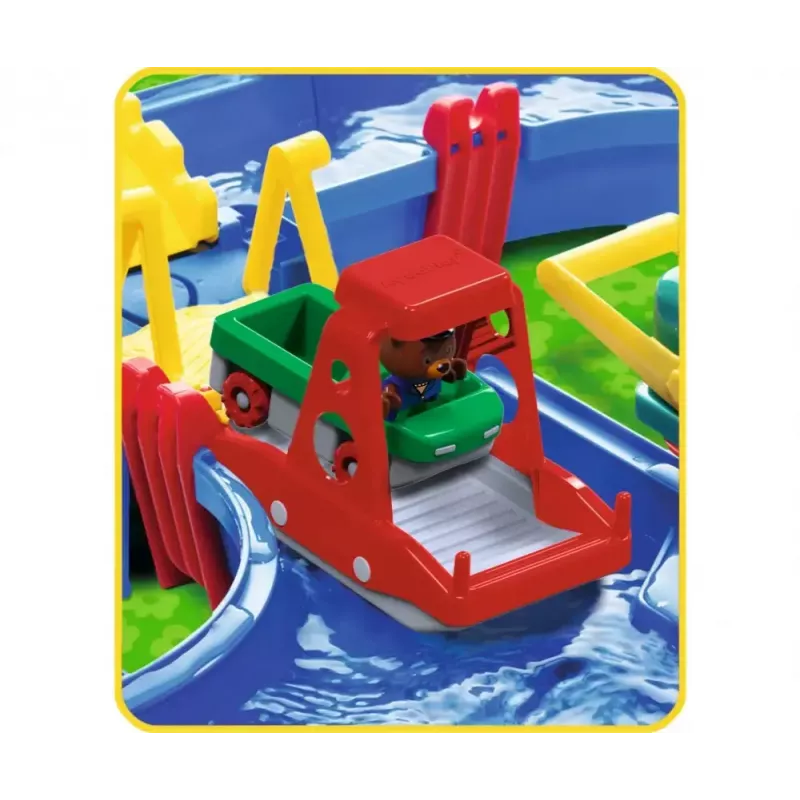 Conjunto de brincar canal de água BIG Aquaplay MegaLockBox para crianças dos 3 aos 7 anos, multicolorido com componentes azuis