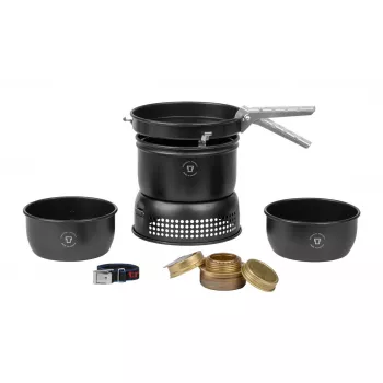 Conjunto de cozinha de campismo Trangia 37-5 UL/BL com queimador a álcool, preto
