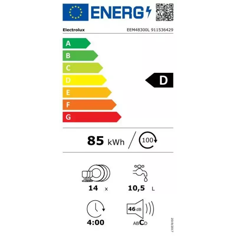 Máquina de lavar loiça encastrável Electrolux SatelliteClean EEM48300L, 14 conjuntos de louça, 46 dB