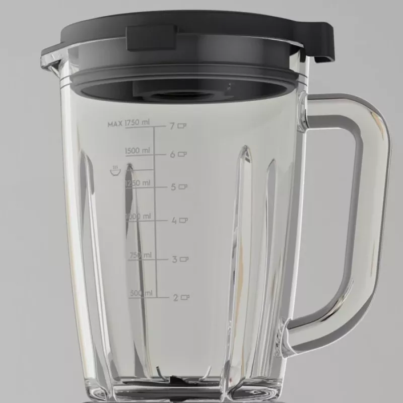 Batedeira de mesa Electrolux E6TB1-6ST — taça de 1,75 L, 1400 W, botão rotativo, preto/aço inoxidável/transparente