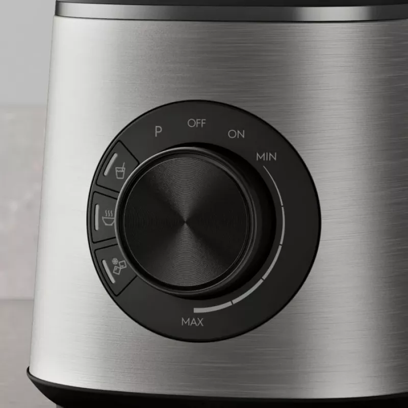 Batedeira de mesa Electrolux E6TB1-6ST — taça de 1,75 L, 1400 W, botão rotativo, preto/aço inoxidável/transparente