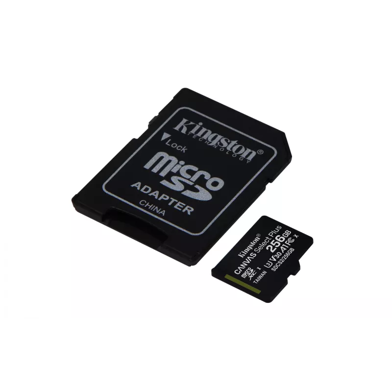 Kingston Technology Canvas Select 256GB microSDXC Plus 100R A1 C10 cartão + adaptador