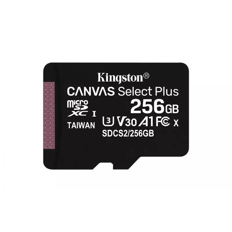 Kingston Technology Canvas Select 256GB microSDXC Plus 100R A1 C10 cartão + adaptador