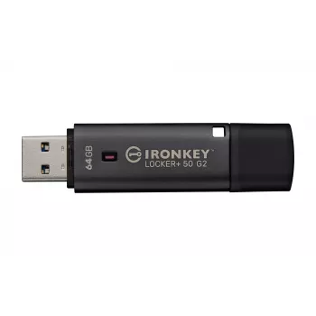 Pen drive KINGSTON IronKey Locker Plus 50 G2 64 GB, USB Type-A, USB 3.2 Gen 1, AES-256, FIPS 197