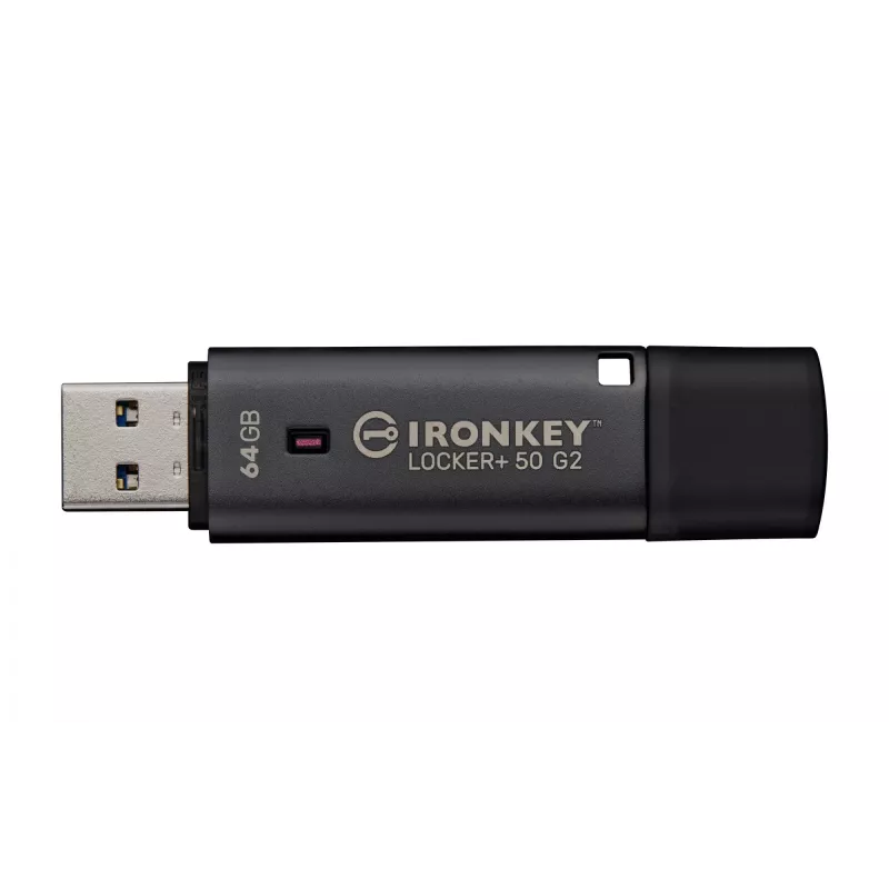 Pen drive KINGSTON IronKey Locker Plus 50 G2 64 GB, USB Type-A, USB 3.2 Gen 1, AES-256, FIPS 197