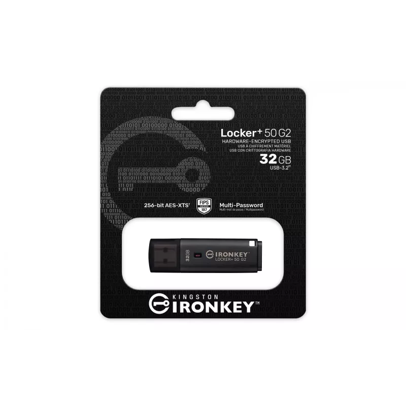 Pen drive KINGSTON IronKey Locker Plus 50 G2 32 GB, USB 3.2 Gen 1 Type-A, AES-256, FIPS 197