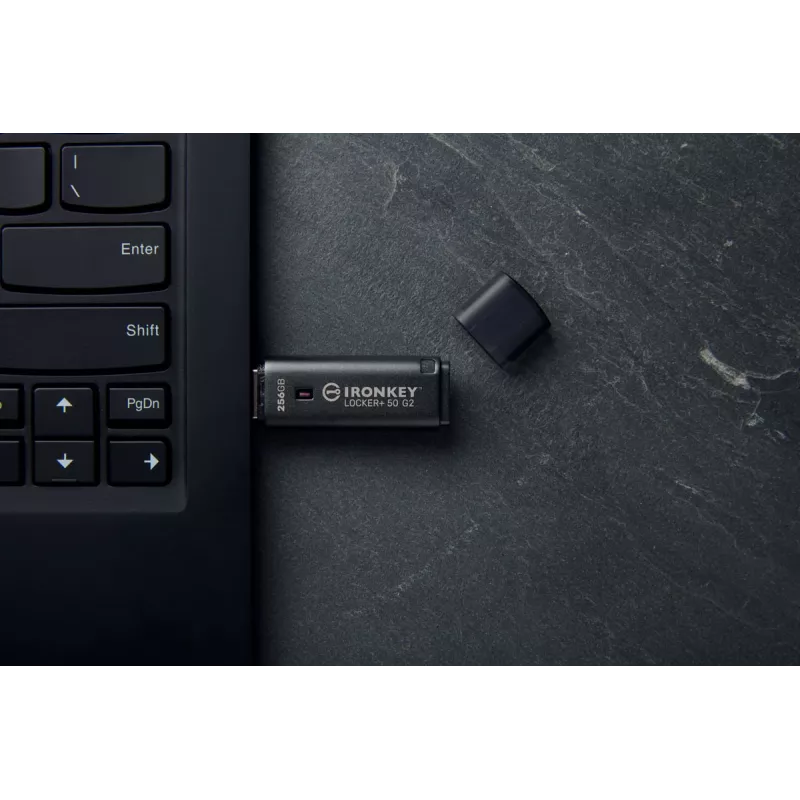 Pen drive KINGSTON IronKey Locker Plus 50 G2 256 GB, USB Type-A, USB 3.2 Gen 1, AES-256, FIPS 197