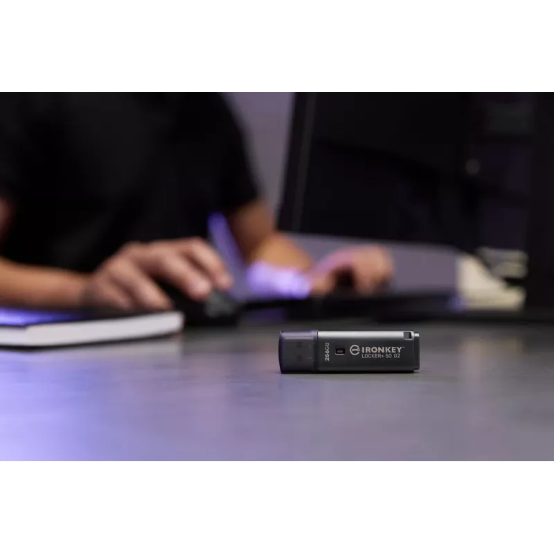 Pen drive KINGSTON IronKey Locker Plus 50 G2 256 GB, USB Type-A, USB 3.2 Gen 1, AES-256, FIPS 197