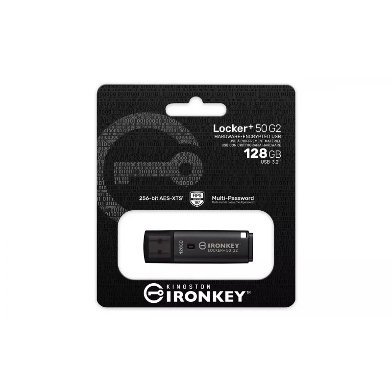 Pen drive KINGSTON IronKey Locker Plus 50 G2 128GB, USB Type-A, USB 3.2 Gen 1, AES-256, FIPS 197