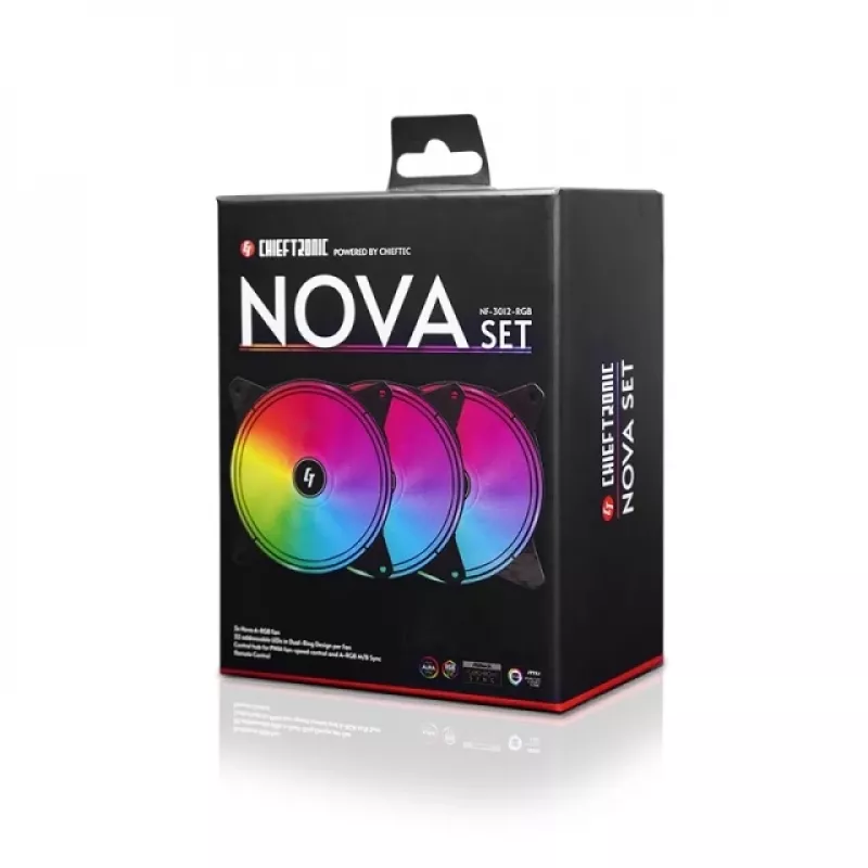 Conjunto de ventoinhas Chieftec Chieftronic Nova 12 cm Preto 3 unidades