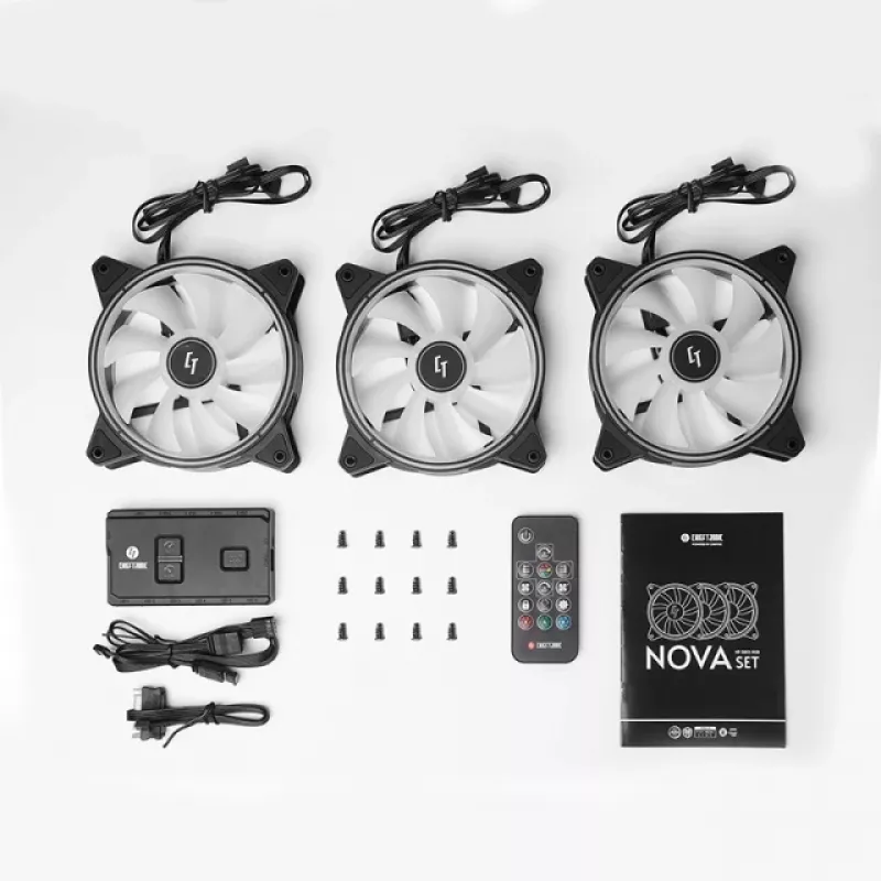 Conjunto de ventoinhas Chieftec Chieftronic Nova 12 cm Preto 3 unidades