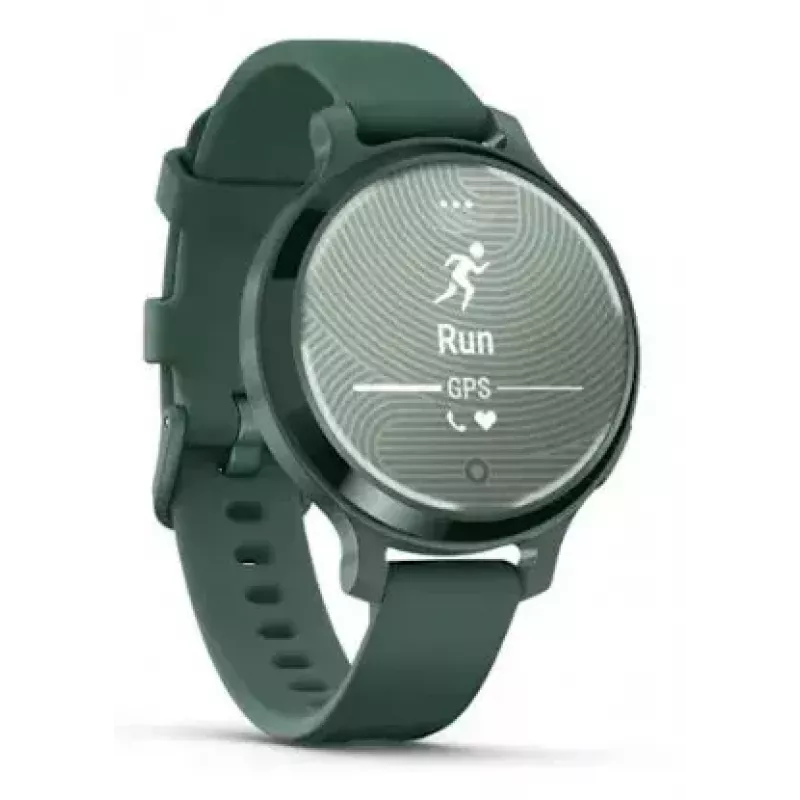 Smartwatch GARMIN Lily 2 Active Verde — caixa de alumínio de 38 mm, pulseira de silicone, GPS, SpO2, 5 ATM, 9 dias de bateria