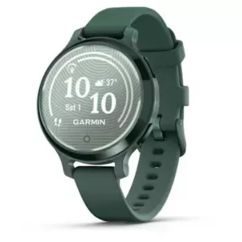 Smartwatch GARMIN Lily 2 Active Verde — caixa de alumínio de 38 mm, pulseira de silicone, GPS, SpO2, 5 ATM, 9 dias de bateria