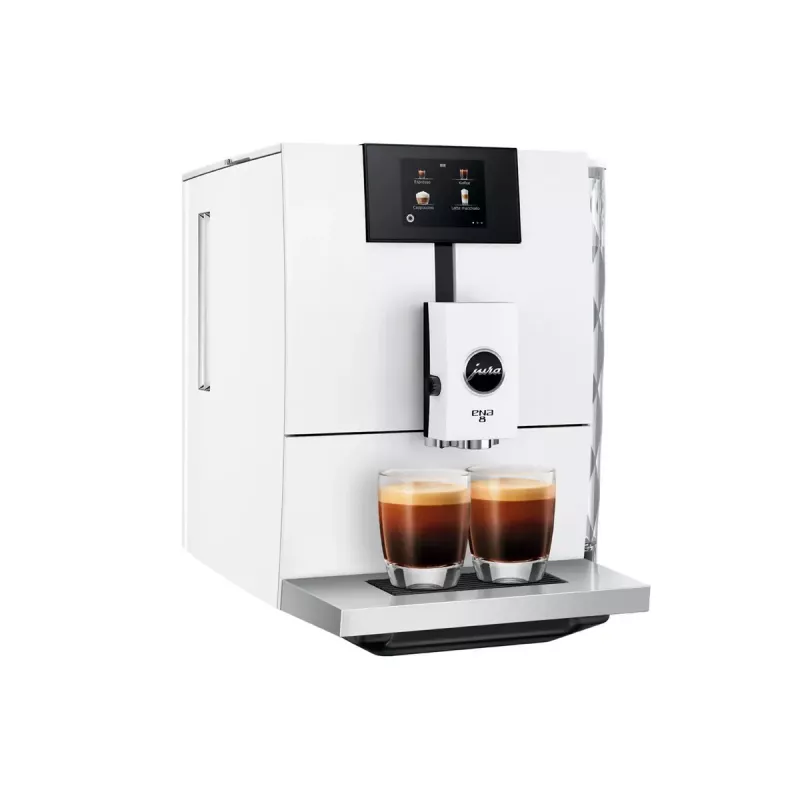 Máquina de café expresso JURA ENA 8 (EC) — automática, depósito de água de 1,1 l, recipiente de grãos de 125 g, 15 programas, 15 bar, Thermoblock, Wi‑Fi, branco