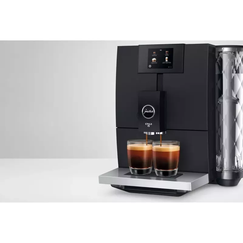 Máquina de café expresso JURA ENA 8 (EC) — depósito de água de 1,1 litros, 125 g de grãos, 15 bar, moinho integrado, 10 chávenas