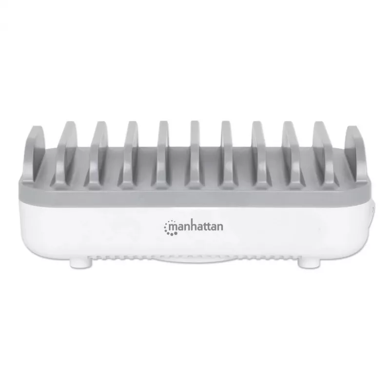 Estação de carregamento Manhattan 10 portas USB-C, saída USB-C: 10x 20 W, máx. 200 W, alimentação AC (incl. adaptador US/EU/UK)
