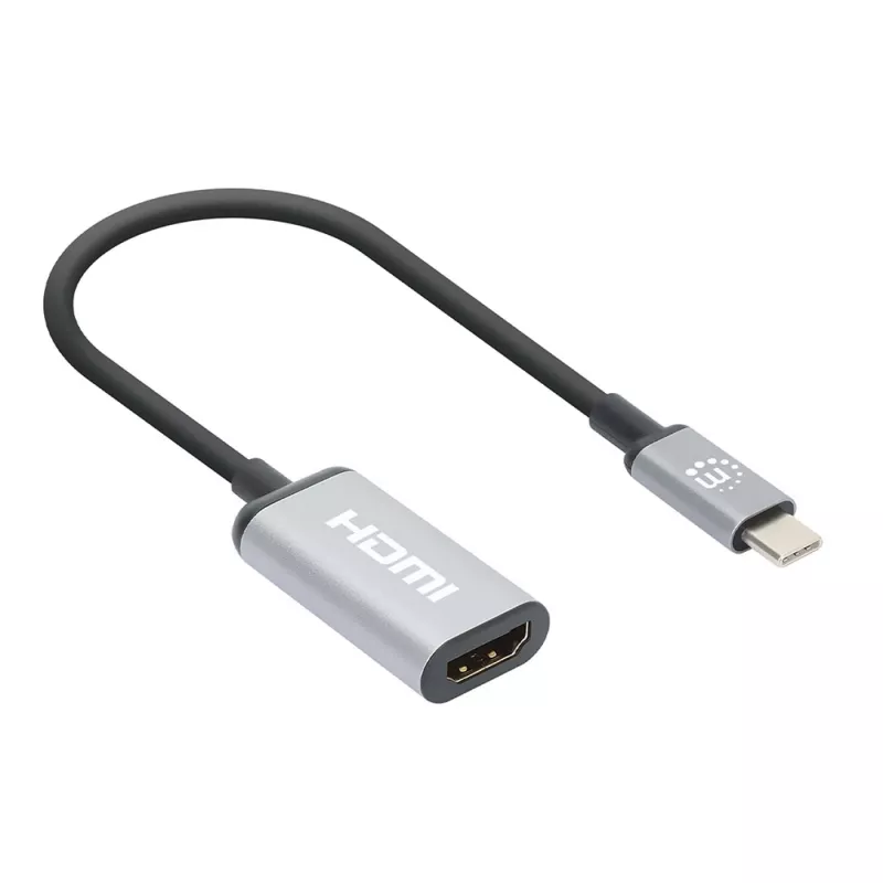 Cabo USB-C para HDMI Manhattan, 4K@60Hz, 5 Gbit/s (USB 3.2 Gen1 também conhecido como USB 3.0), 15 cm, preto, macho para fêmea, três anos de garantia