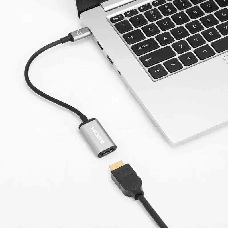 Cabo USB-C para HDMI Manhattan, 4K@60Hz, 5 Gbit/s (USB 3.2 Gen1 também conhecido como USB 3.0), 15 cm, preto, macho para fêmea, três anos de garantia