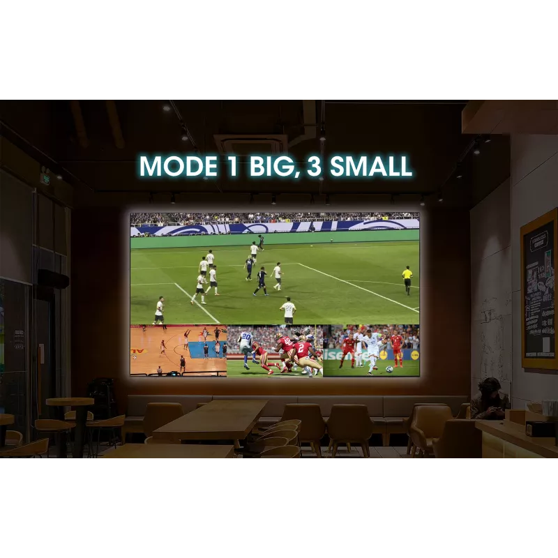 Comutador multiviewer HDMI 4K 4 portas Manhattan, comutador com quatro entradas num ecrã, 4K@30Hz, várias opções de visualização incluindo picture-in-picture e ecrã duplo/quádruplo, botões ou telecomando, áudio 3,5 mm e Toslink, preto, 3 anos de garantia