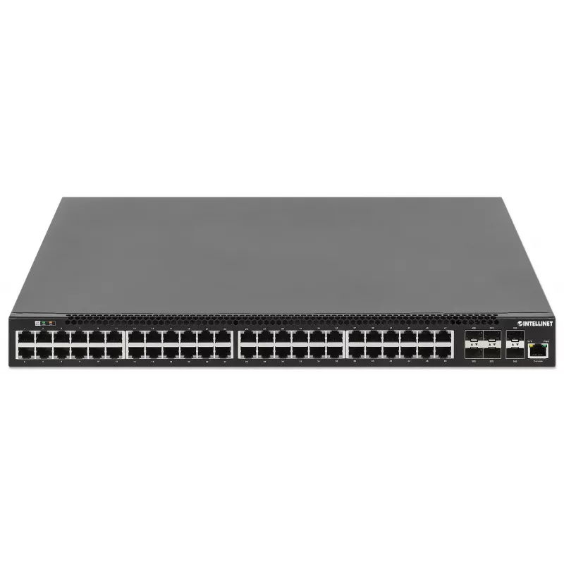 Comutador Intellinet 54 portas L3 Fully Managed PoE+ com 48 portas Gigabit Ethernet e 6 uplinks SFP+