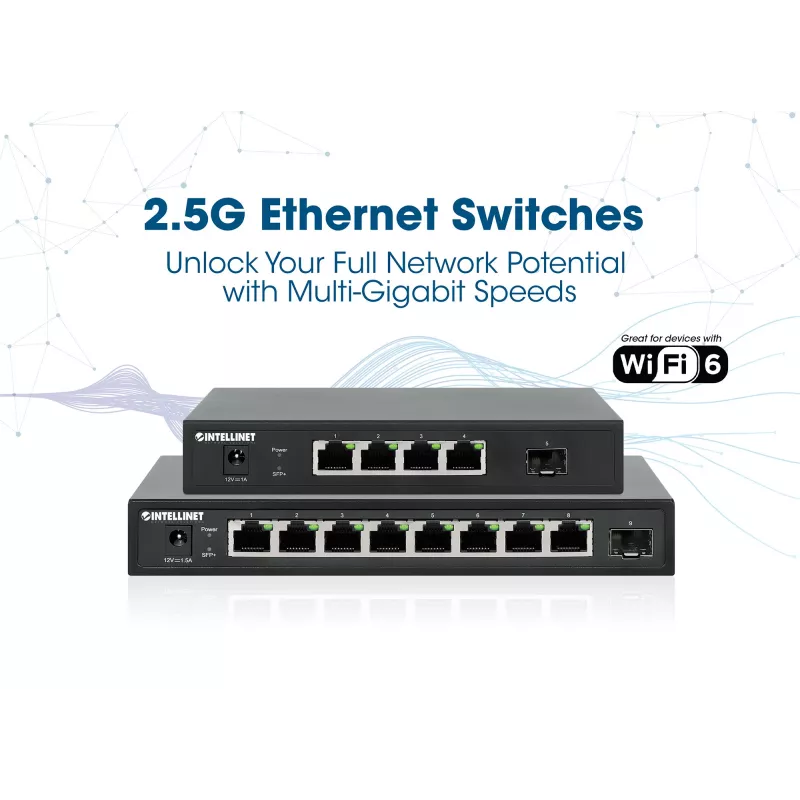 Comutador Intellinet 9 portas 8 x 2,5G portas Ethernet e 1 uplink SFP+