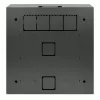 Armário de montagem em parede Intellinet Low-Profile 19 polegadas com 4U calhas horizontais e 2U verticais, caixa elegante e poupadora de espaço com apenas 170 mm de profundidade, ideal para aplicações AV, multimédia e vigilância, montado, preto RAL 7021