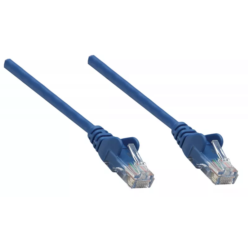 Cabo de patch de rede Intellinet, Cat6A, 20 m, azul, cobre, S/FTP, LSOH/LSZH, PVC, RJ45, contactos dourados, sem patilhas, com bainha de proteção contra dobras, garantia vitalícia