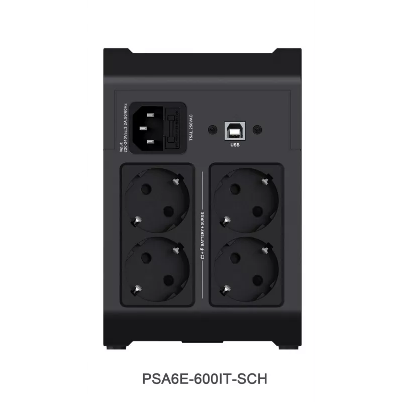 Vertiv PowerUPS 200 Essential PSA6E-600IT-SCH, 600VA/315W, line-interactive, 0,6 kVA, 315 W, senoidal, 140 V, 290 V