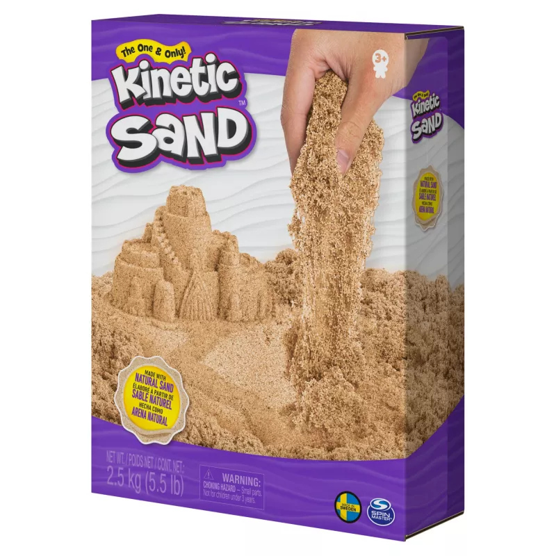 Kinetic Sand, 5,5 lbs (2,5 kg) areia de brincar castanho-natural para arte e artesanato, caixa de areia, Amazon Exclusive (embalagem pode variar), brinquedos sensoriais moldáveis, a partir dos 3 anos