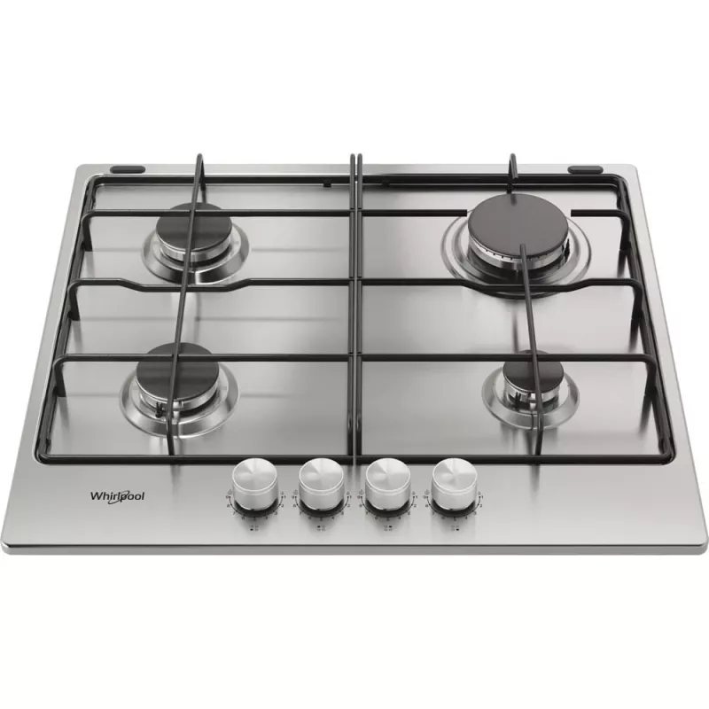 Whirlpool TGML 650 IX Placa de encastrar em aço inoxidável 58 cm gás 4 zonas de cozedura