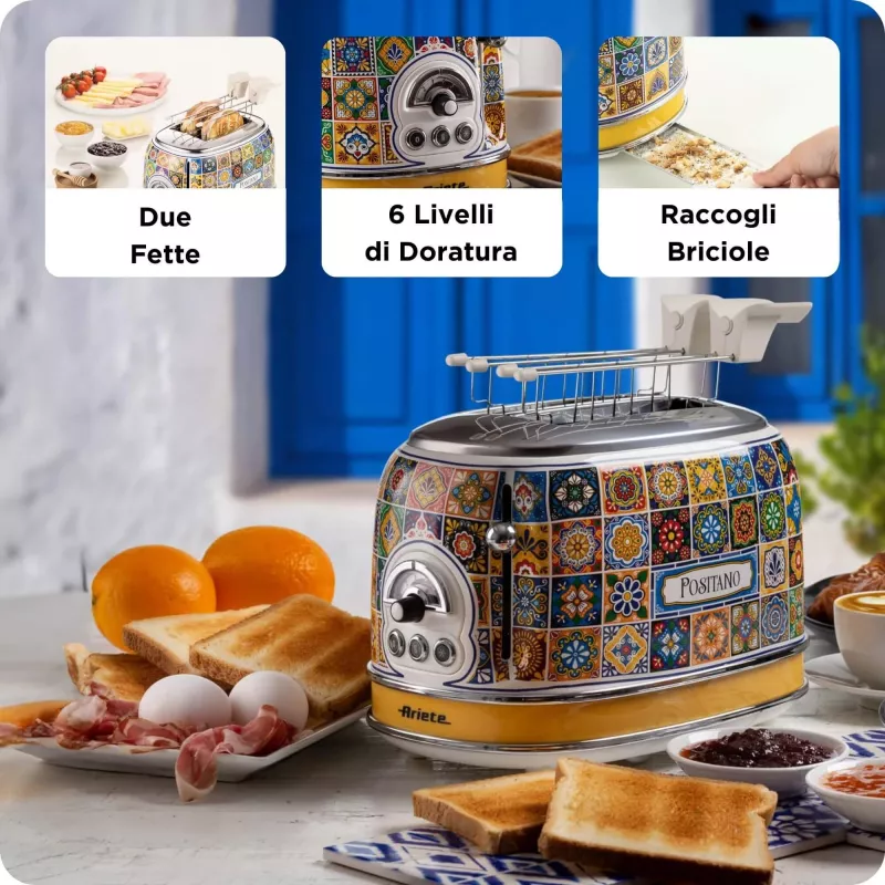 Ariete 0155/0P 6 2 fatias 810 W azul, amarelo