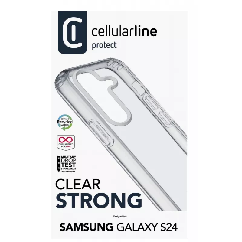 Cellularline Clear Protect – Capa rígida para Galaxy S24 com bordas de borracha