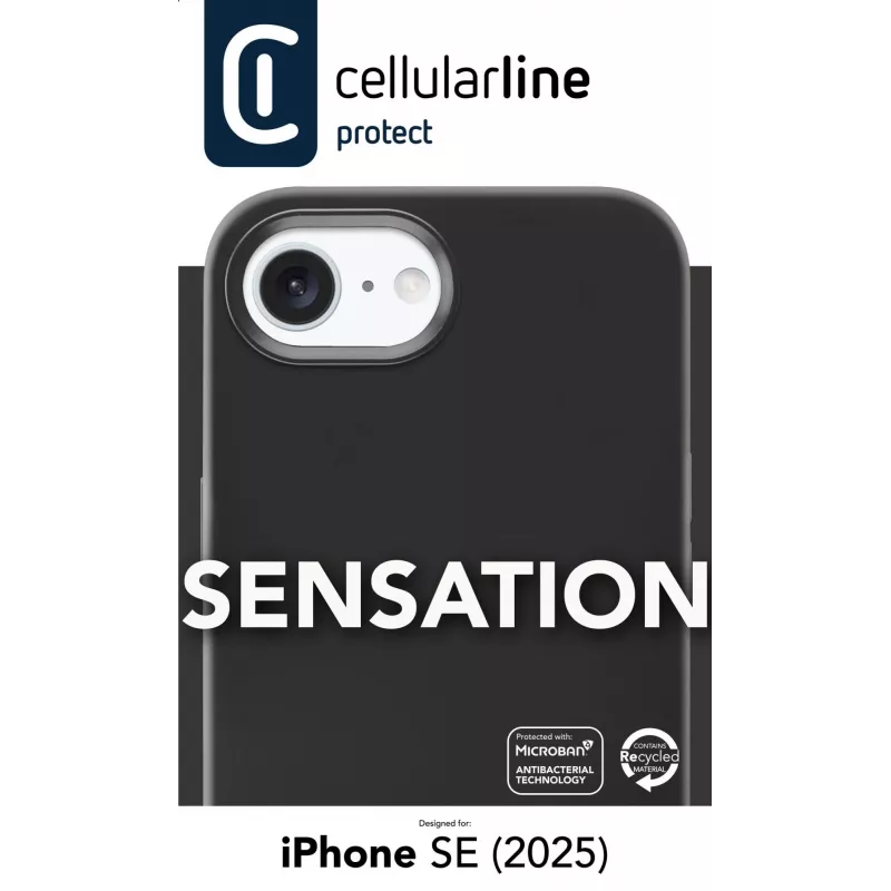 Cellularline Sensation - Capa de silicone soft-touch para iPhone 16e/17e com tecnologia antibacteriana Microban® integrada