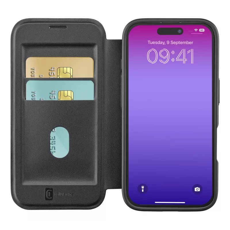 Cellularline Daily Mag - Capa tipo livro para iPhone 17 Pro Max com parte traseira rígida semitransparente compatível com o ecossistema Magsafe®