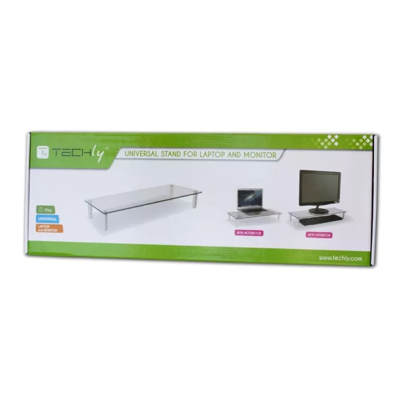 Techly Suporte universal de secretária para monitor, autónomo, 20 kg, 33 cm (13 polegadas), 81,3 cm (32 polegadas), transparente