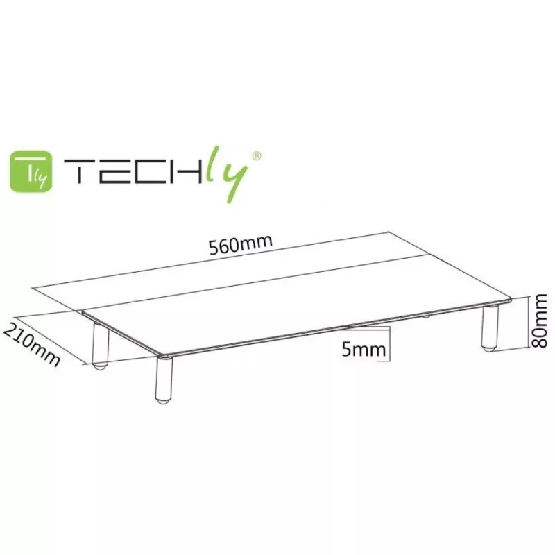 Techly Suporte universal de secretária para monitor, autónomo, 20 kg, 33 cm (13 polegadas), 81,3 cm (32 polegadas), transparente