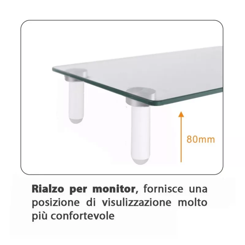 Techly Suporte universal de secretária para monitor, autónomo, 20 kg, 33 cm (13 polegadas), 81,3 cm (32 polegadas), transparente